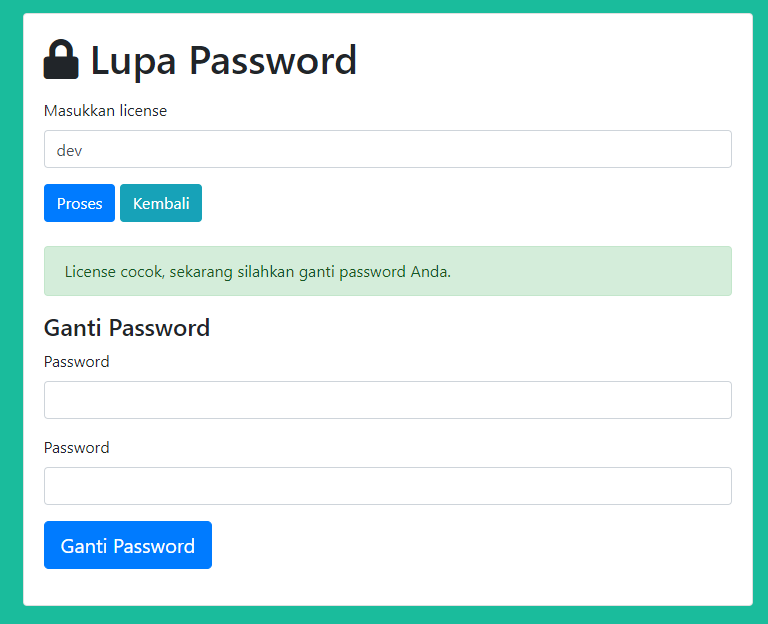 Form ganti password
